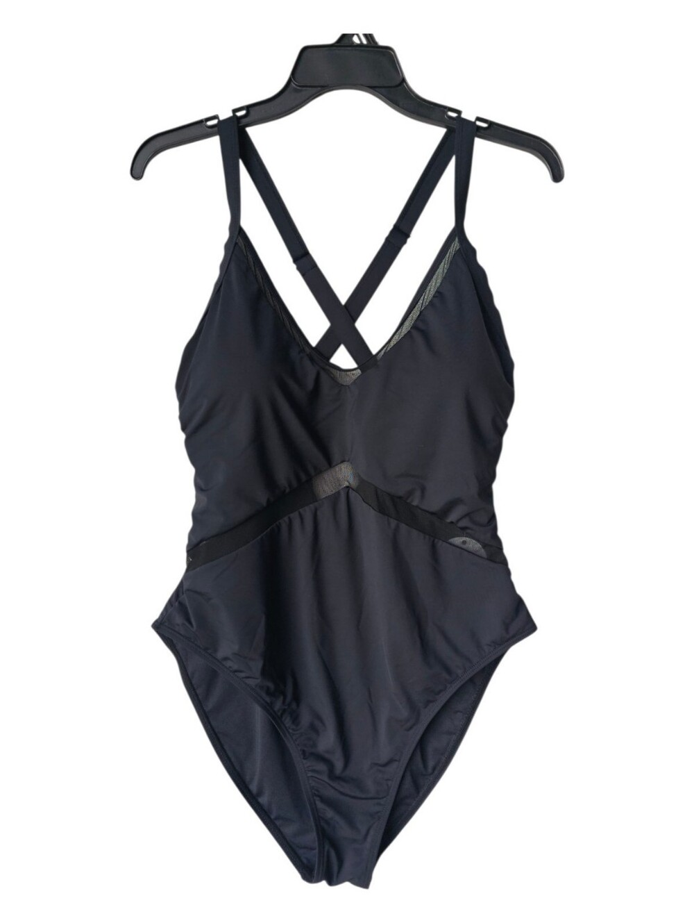 NWT Beach Joy Black Mesh Inset One Piece Swimsuit Size XXL